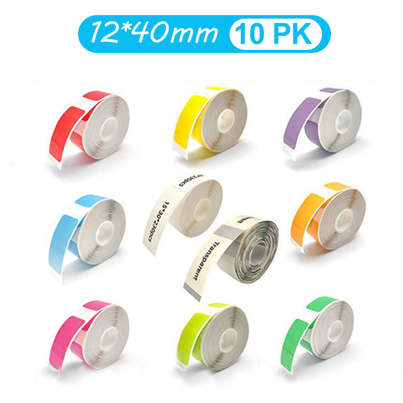 Label Printer Tape - 12*40Mm Stiker Termal Transparan Berwarna Gulungan
