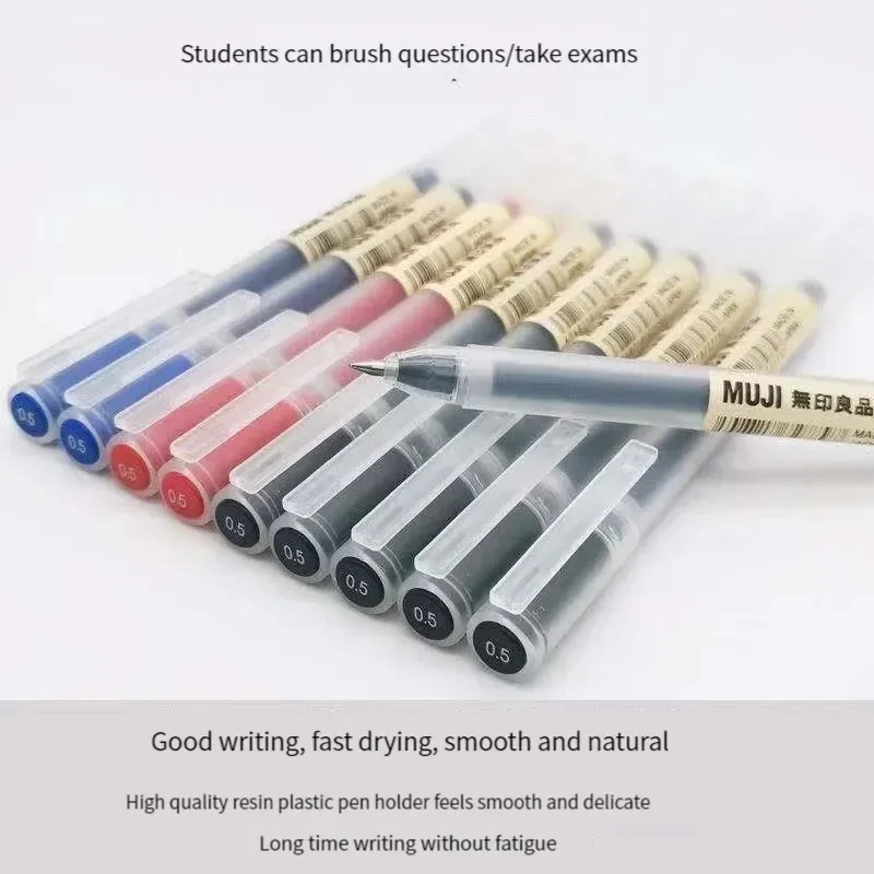 Muji Stationery Gel Pen - 6/8 Buah/Set Pena Gel MUJIs Hitam/Merah/Biru