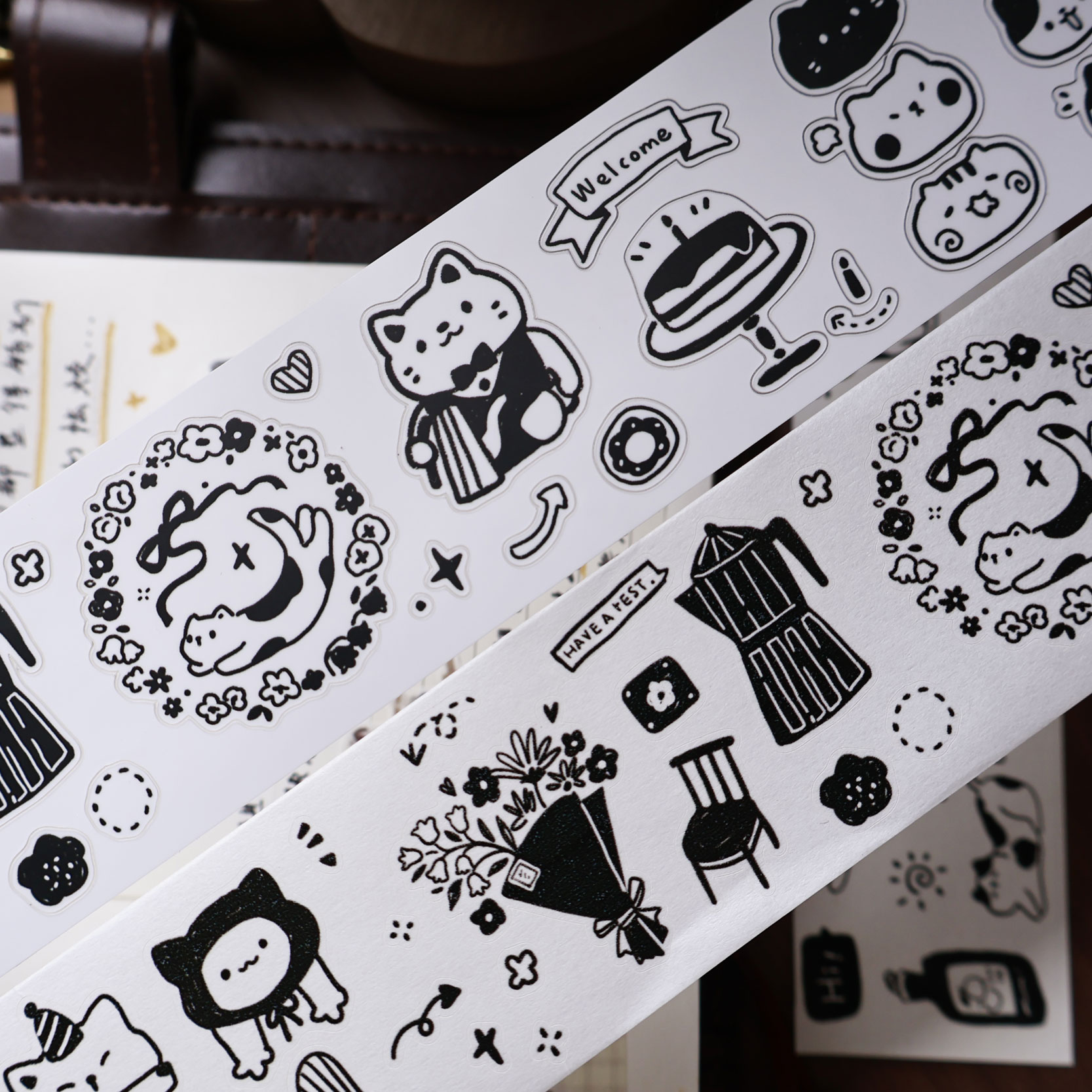 Washi Tape Set - YiEr Studio Vintage Harian Kucing Kehidupan