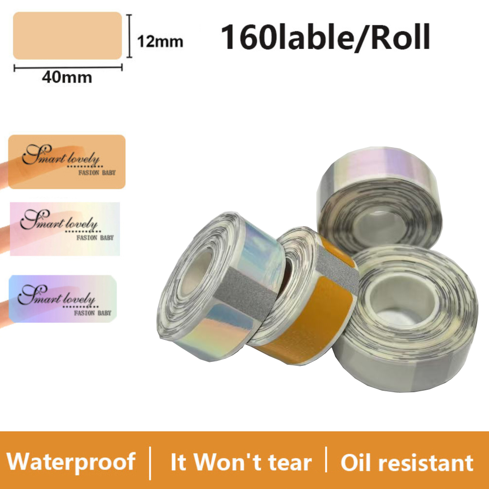 Label Printer Tape - Stiker Label transparan 12*40mm 160 buah/rol