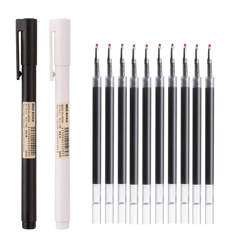 Pena Gel Hitam/Putih 0.5Mm Pen - Muji Stationery Gel Pen ulasan dan harga
